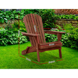 Outdoor Chairs: Gardeon Adirondack Outdoor Chairs Wooden Foldable Beach Chair Patio Furniture Brown