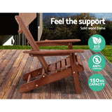 Outdoor Chairs: Gardeon Adirondack Outdoor Chairs Wooden Foldable Beach Chair Patio Furniture Brown