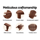 Outdoor Chairs: Gardeon Adirondack Outdoor Chairs Wooden Foldable Beach Chair Patio Furniture Brown
