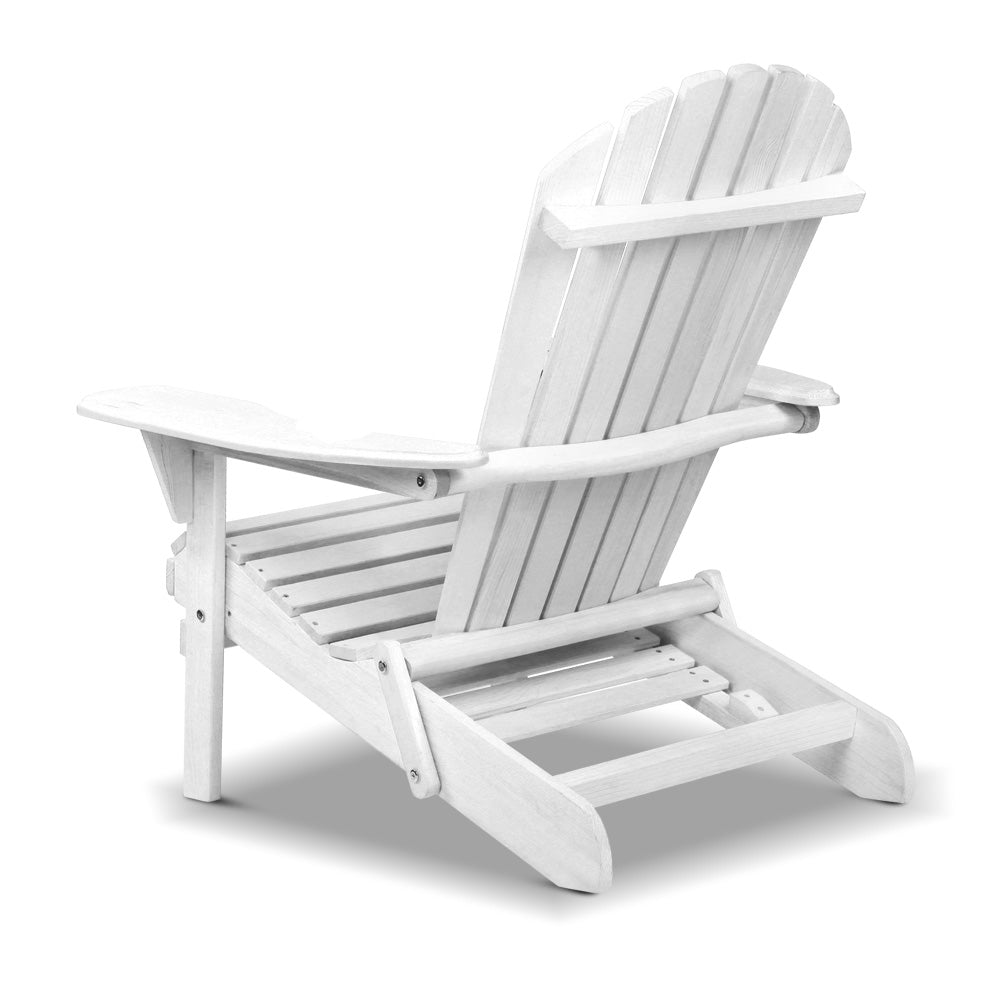 Outdoor Sofas & Lounge Sets: Gardeon Adirondack Outdoor Chairs Wooden Foldable Beach Chair Patio Furniture White