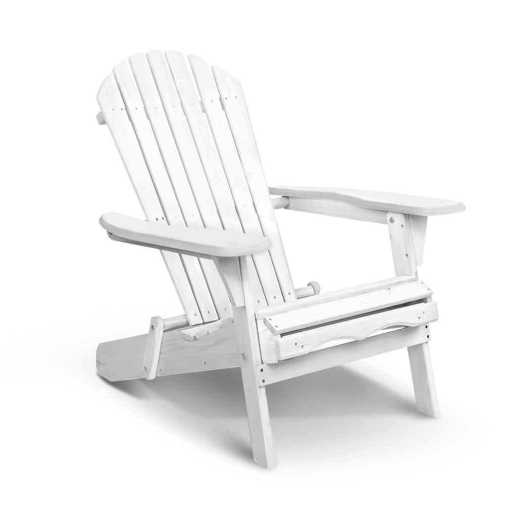 Outdoor Sofas & Lounge Sets: Gardeon Adirondack Outdoor Chairs Wooden Foldable Beach Chair Patio Furniture White