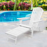 Gardeon Adirondack Outdoor Chairs Wooden Foldable Sun Lounge Patio Furniture White