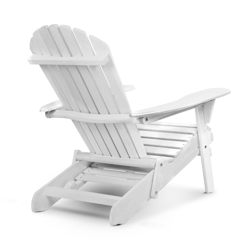Outdoor Sofas & Lounge Sets: Gardeon Sun Lounge Outdoor Chairs Wooden Foldable Patio Furniture Adirondack White