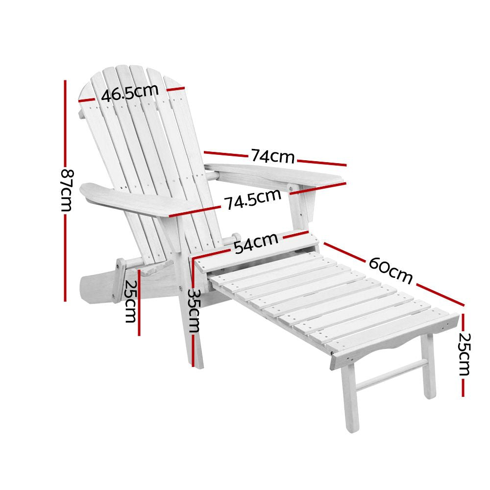 Outdoor Sofas & Lounge Sets: Gardeon 2PC Adirondack Outdoor Chairs Wood Foldable Sun Lounge Patio Furniture