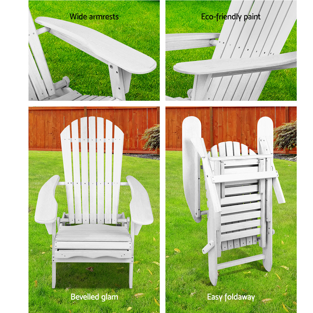 Outdoor Sofas & Lounge Sets: Gardeon 2PC Adirondack Outdoor Chairs Wood Foldable Sun Lounge Patio Furniture