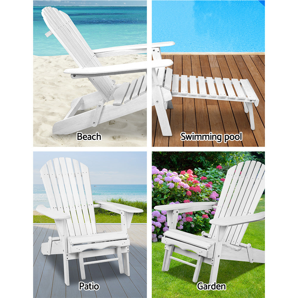 Outdoor Sofas & Lounge Sets: Gardeon 2PC Adirondack Outdoor Chairs Wood Foldable Sun Lounge Patio Furniture