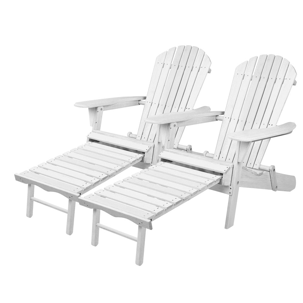 Outdoor Sofas & Lounge Sets: Gardeon 2PC Adirondack Outdoor Chairs Wood Foldable Sun Lounge Patio Furniture