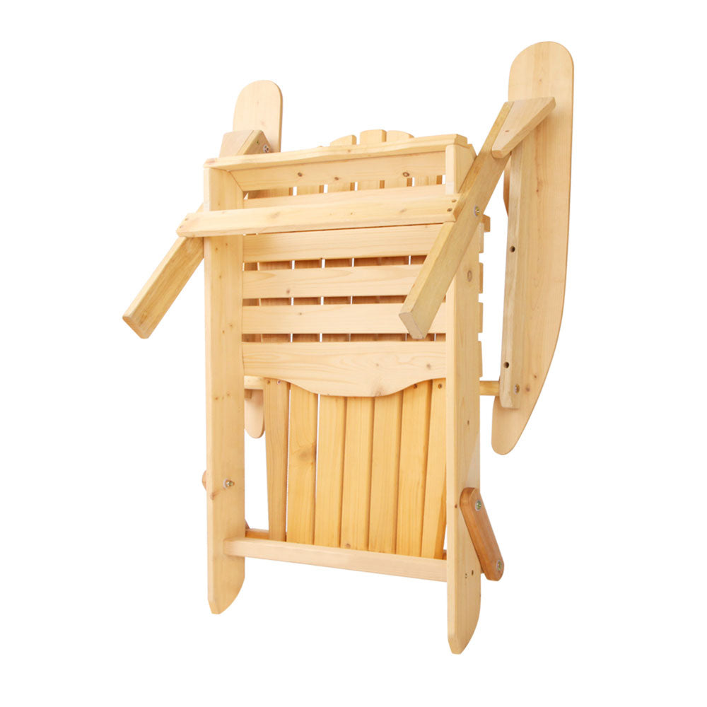 Outdoor Sofas & Lounge Sets: Gardeon 3PC Adirondack Outdoor Table and Chairs Wooden Foldable Beach Chair Natural