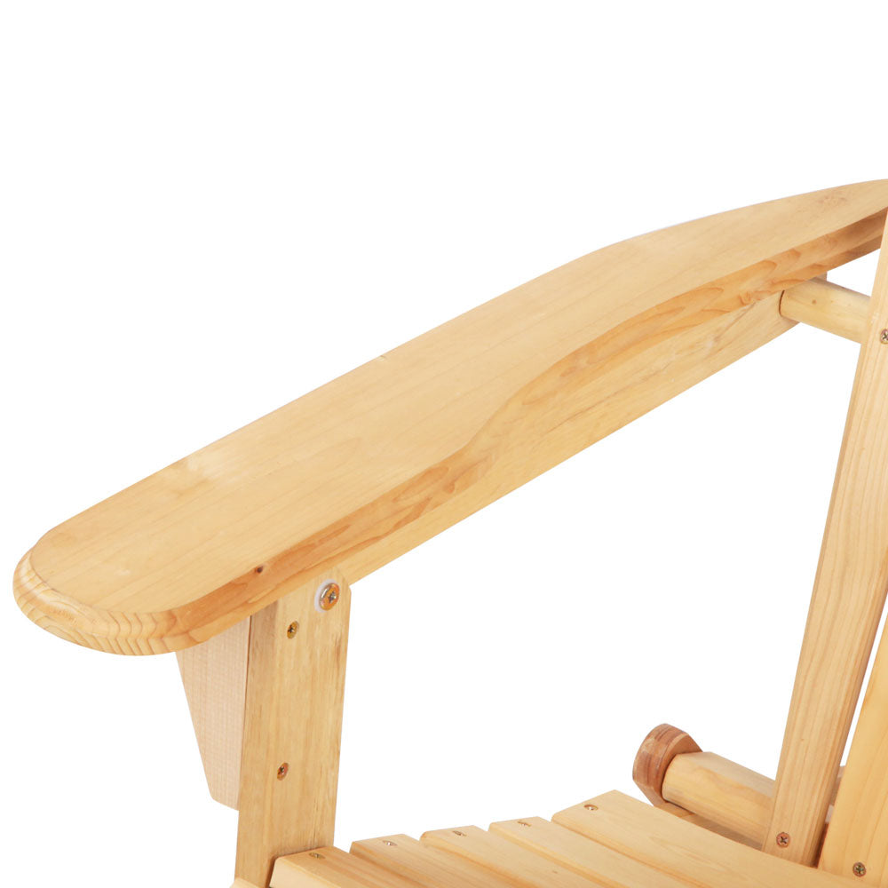 Outdoor Sofas & Lounge Sets: Gardeon 3PC Adirondack Outdoor Table and Chairs Wooden Foldable Beach Chair Natural