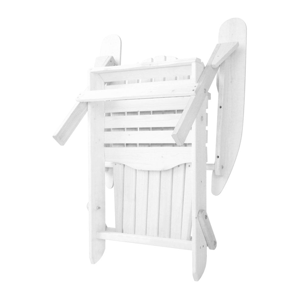 Outdoor Sofas & Lounge Sets: Gardeon 3PC Adirondack Outdoor Table and Chairs Wooden Foldable Beach Chair White