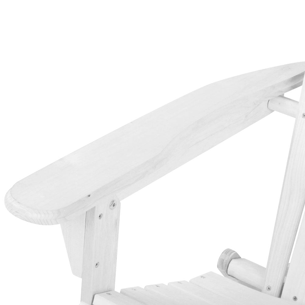 Outdoor Sofas & Lounge Sets: Gardeon 3PC Adirondack Outdoor Table and Chairs Wooden Foldable Beach Chair White