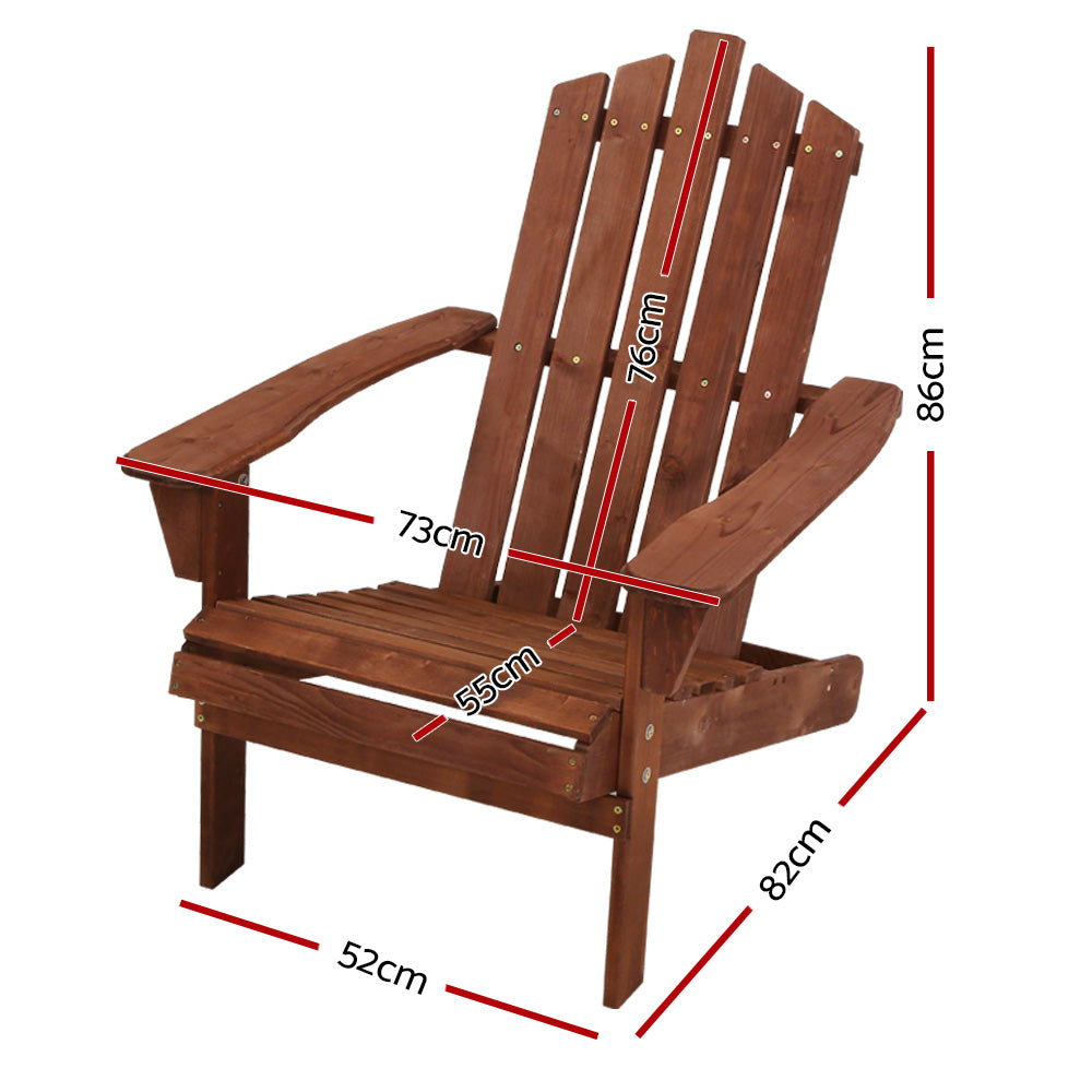 Outdoor Chairs: Gardeon Adirondack Outdoor Chairs Wooden Beach Chair Patio Furniture Garden Brown