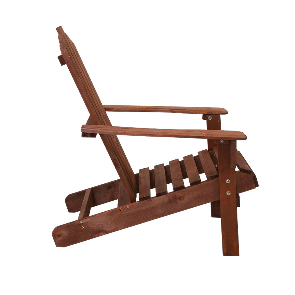 Outdoor Chairs: Gardeon Adirondack Outdoor Chairs Wooden Beach Chair Patio Furniture Garden Brown
