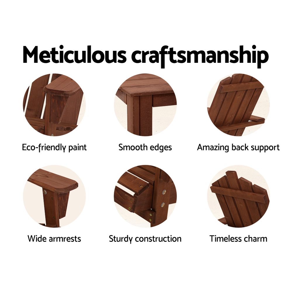 Outdoor Chairs: Gardeon Adirondack Outdoor Chairs Wooden Beach Chair Patio Furniture Garden Brown