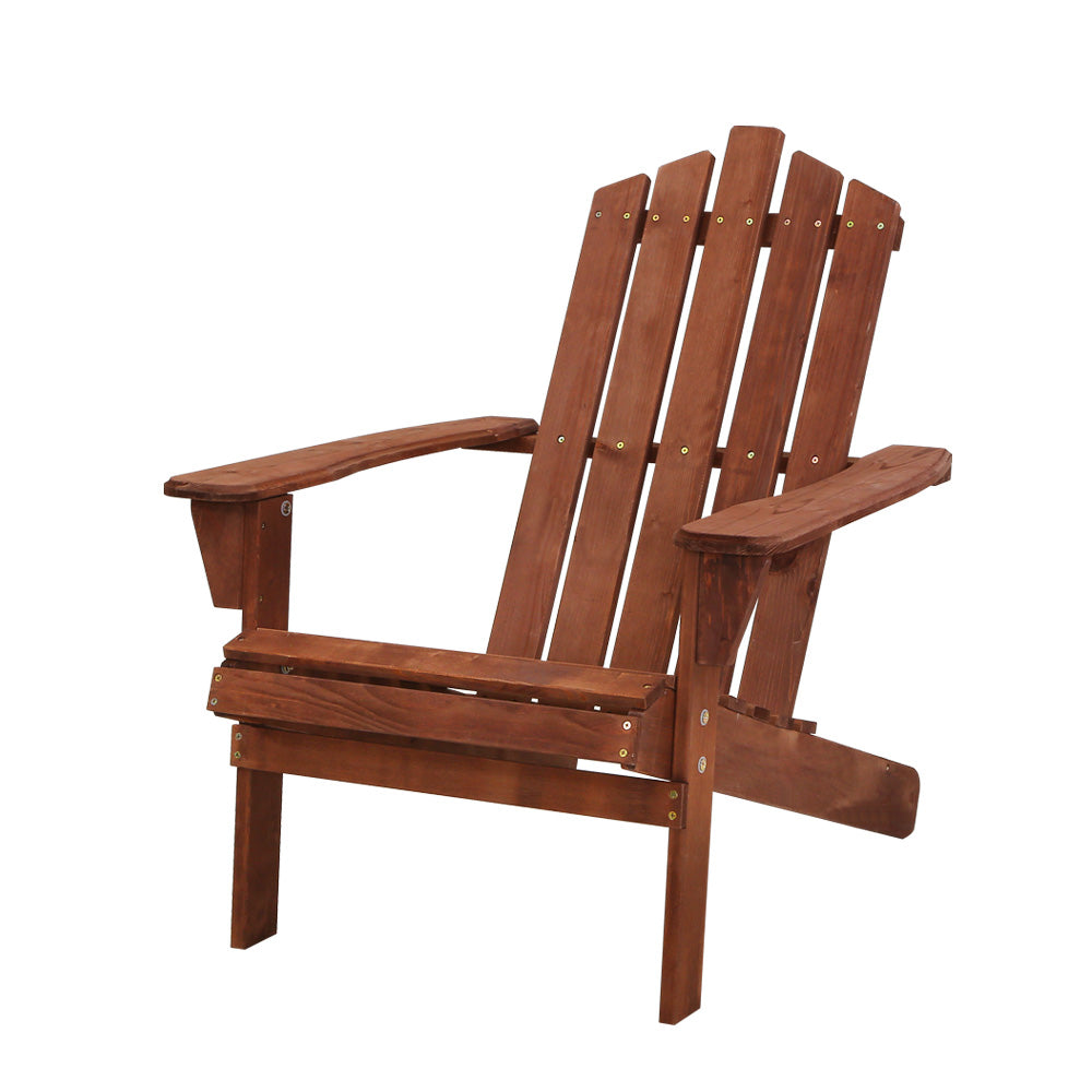 Outdoor Chairs: Gardeon Adirondack Outdoor Chairs Wooden Beach Chair Patio Furniture Garden Brown