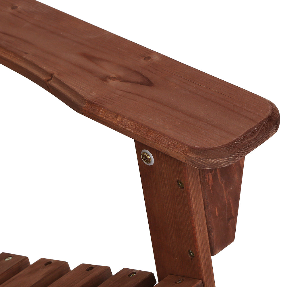 Outdoor Sofas & Lounge Sets: Gardeon 3PC Adirondack Outdoor Table and Chairs Wooden Beach Chair Brown