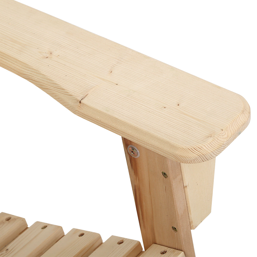Outdoor Chairs: Gardeon 3PC Adirondack Outdoor Table and Chairs Wooden Beach Chair Natural