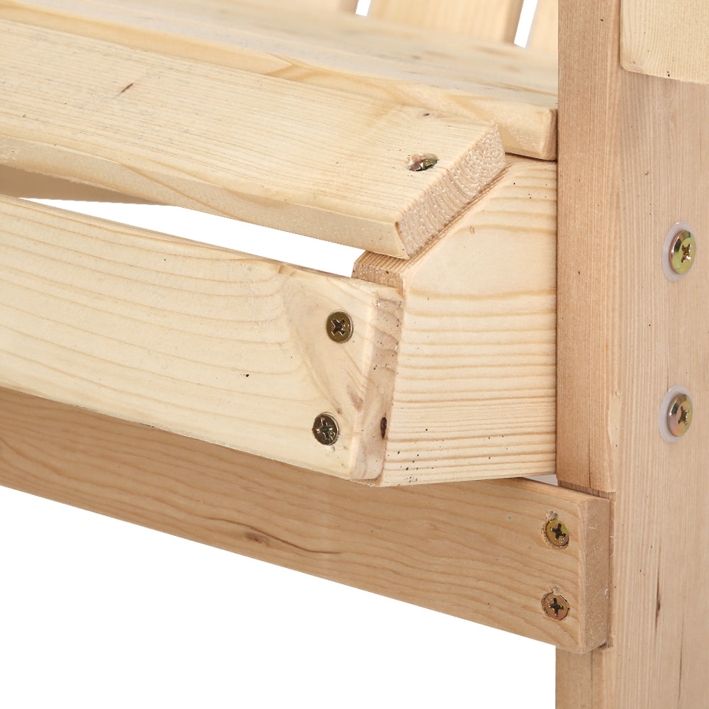 Outdoor Chairs: Gardeon 3PC Adirondack Outdoor Table and Chairs Wooden Beach Chair Natural