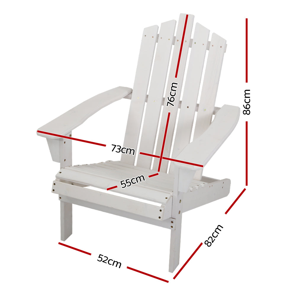 Outdoor Chairs: Gardeon Adirondack Outdoor Chairs Wooden Beach Chair Patio Furniture Garden White