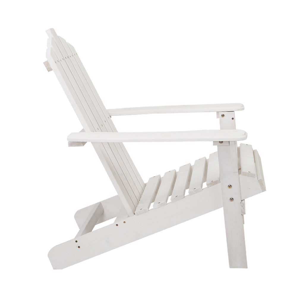 Outdoor Chairs: Gardeon Adirondack Outdoor Chairs Wooden Beach Chair Patio Furniture Garden White