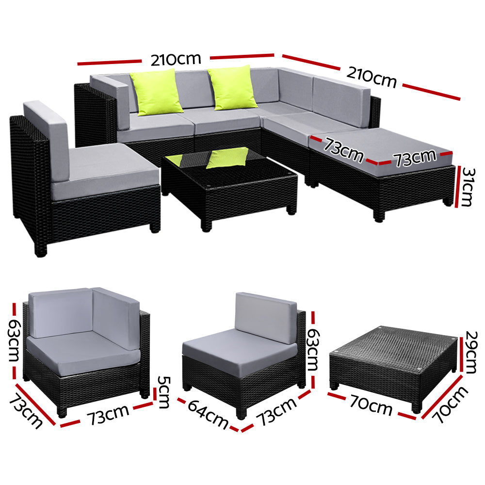 Arm Chairs & Recliners: Gardeon 7-Piece Outdoor Sofa Set Wicker Couch Lounge Setting Seat Cover