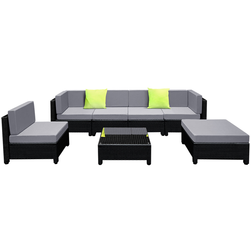 Arm Chairs & Recliners: Gardeon 7-Piece Outdoor Sofa Set Wicker Couch Lounge Setting Seat Cover