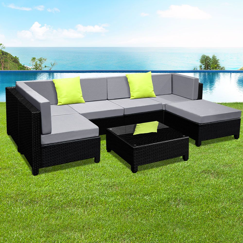 Arm Chairs & Recliners: Gardeon 7-Piece Outdoor Sofa Set Wicker Couch Lounge Setting Seat Cover