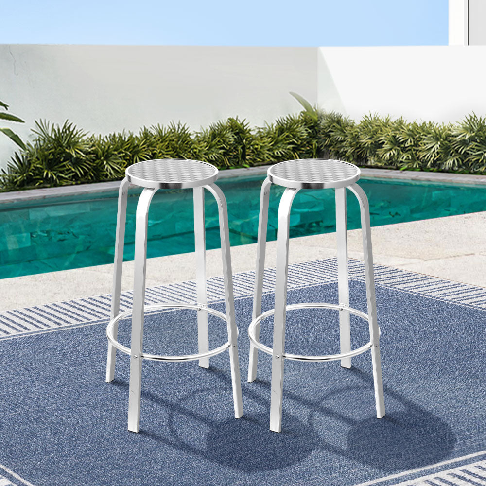 Outdoor Chairs: Gardeon 2x Outdoor Bar Stools Aluminum
