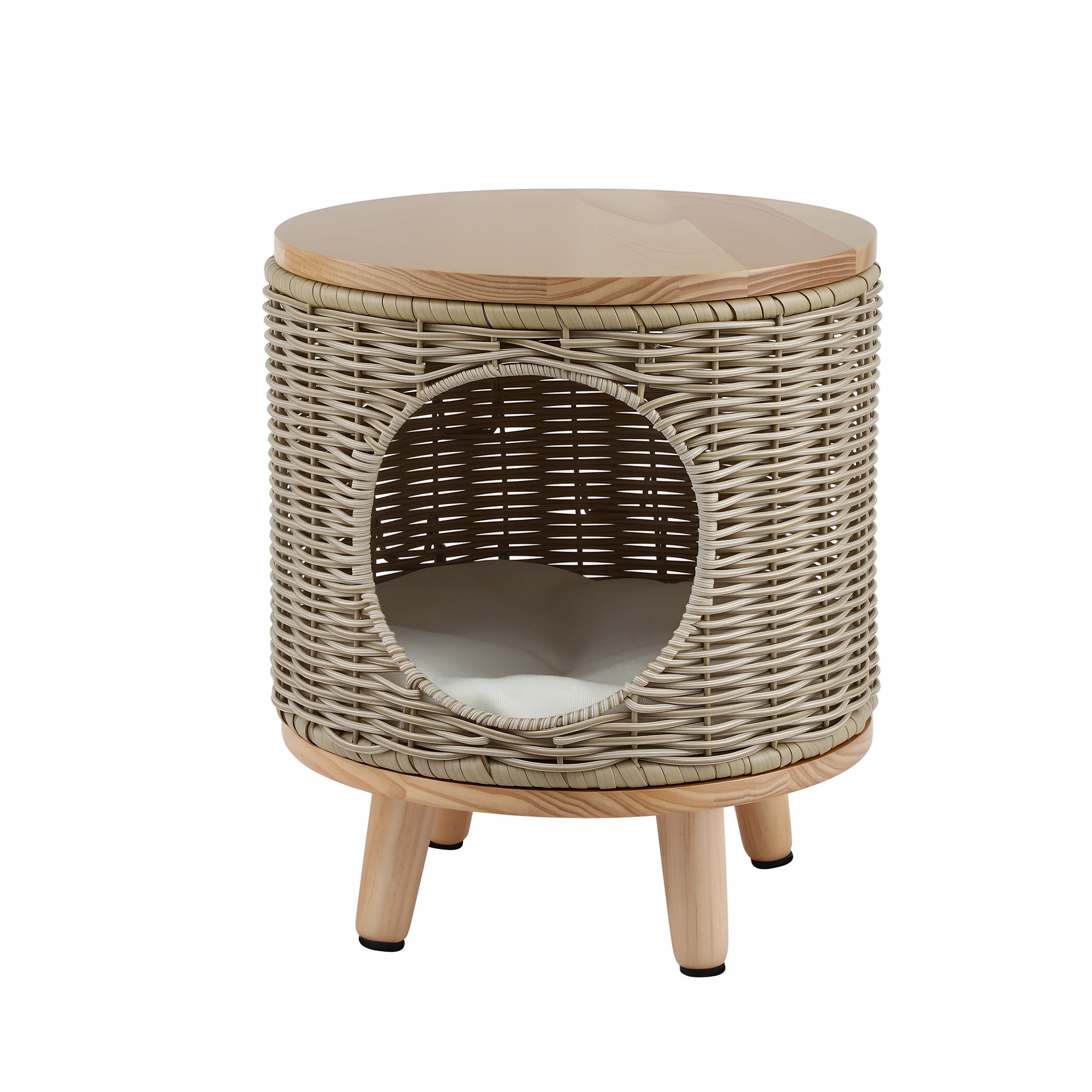 Gardeon Coffee Side Table Wicker Steel Desk Pet Bed Storage Outdoor Furniture
