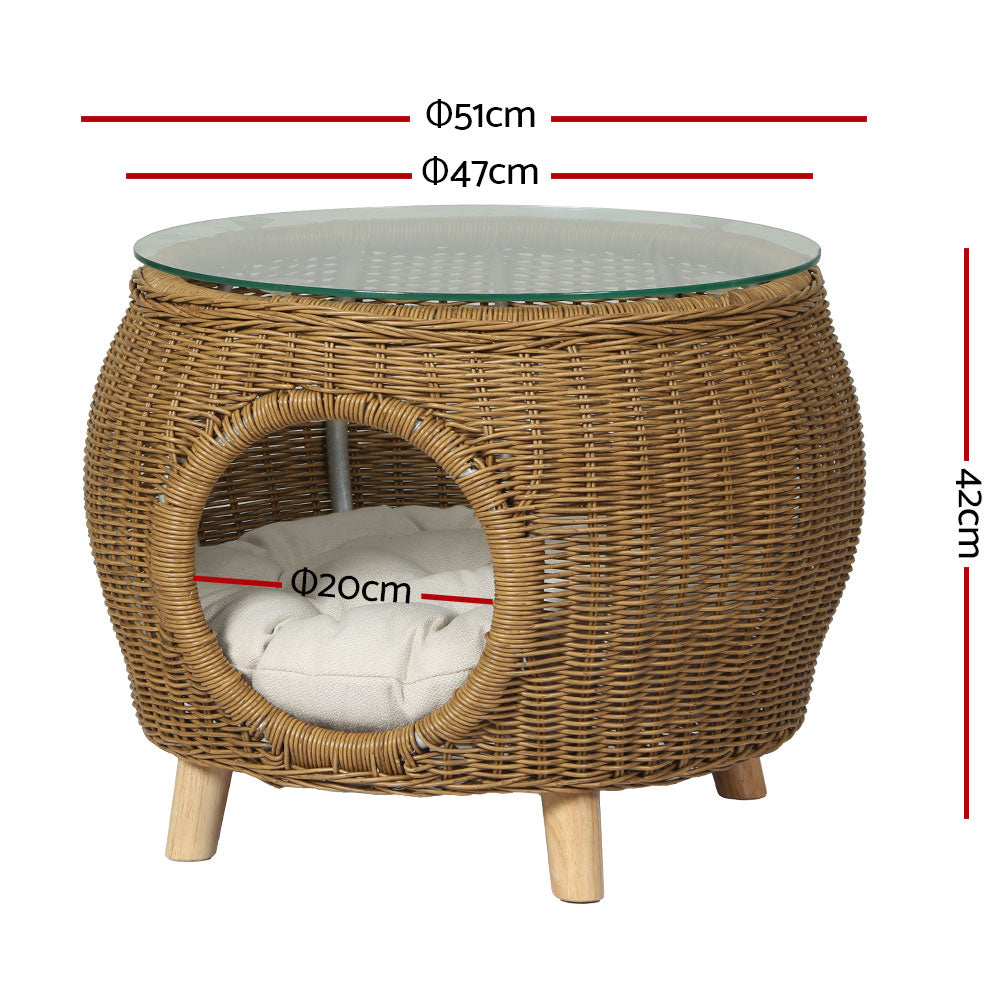 Outdoor Chairs: Gardeon Coffee Side Table Wicker Aluminium Desk Pet Bed Storage Outdoor Furniture