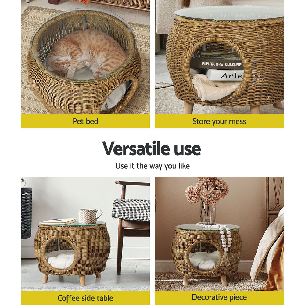 Outdoor Chairs: Gardeon Coffee Side Table Wicker Aluminium Desk Pet Bed Storage Outdoor Furniture