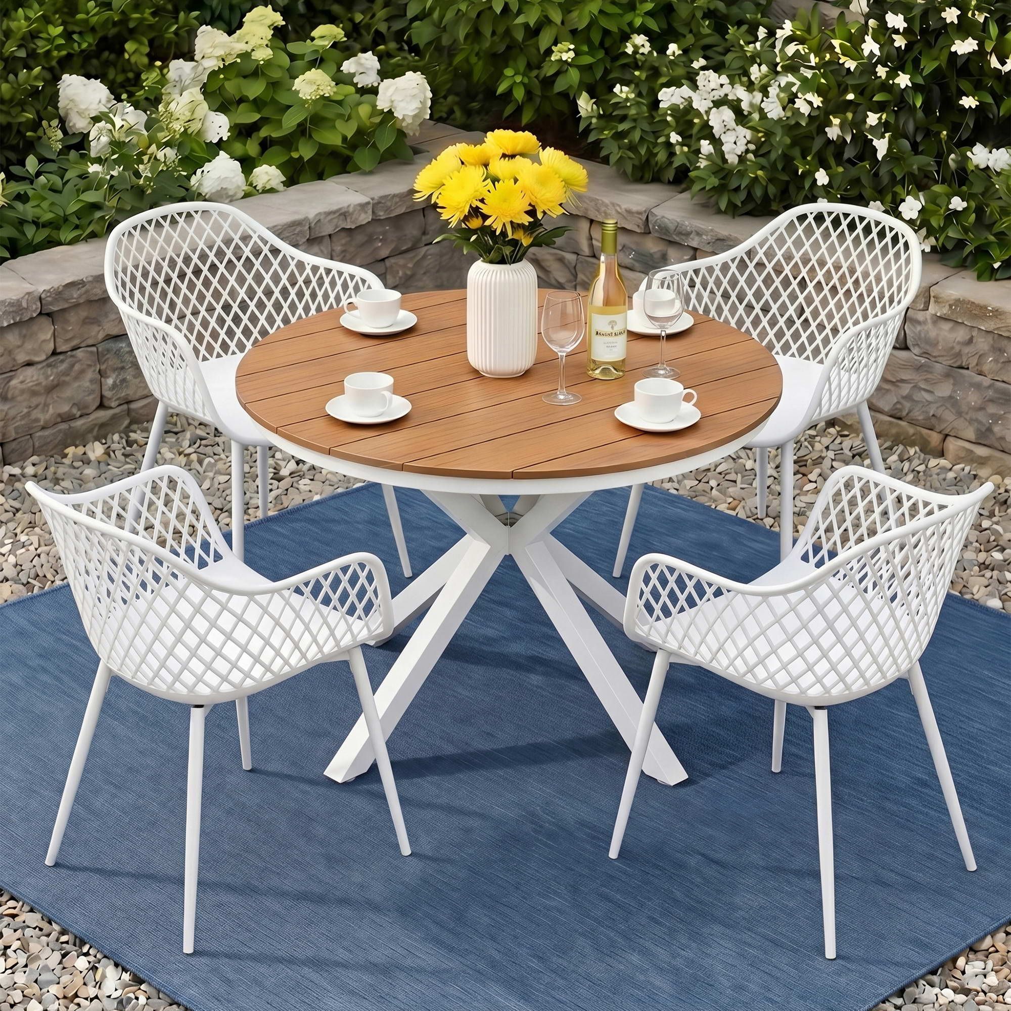 Gardeon 5PCS Outdoor Dining Set Table and Chairs Patio Garden Furniture Diamond
