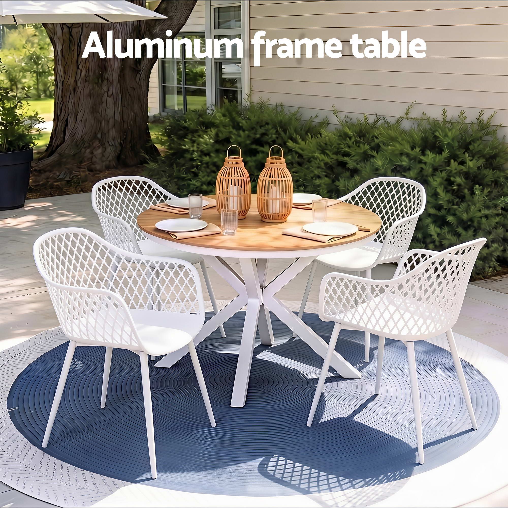 Gardeon 5PCS Outdoor Dining Set Table and Chairs Patio Garden Furniture Diamond