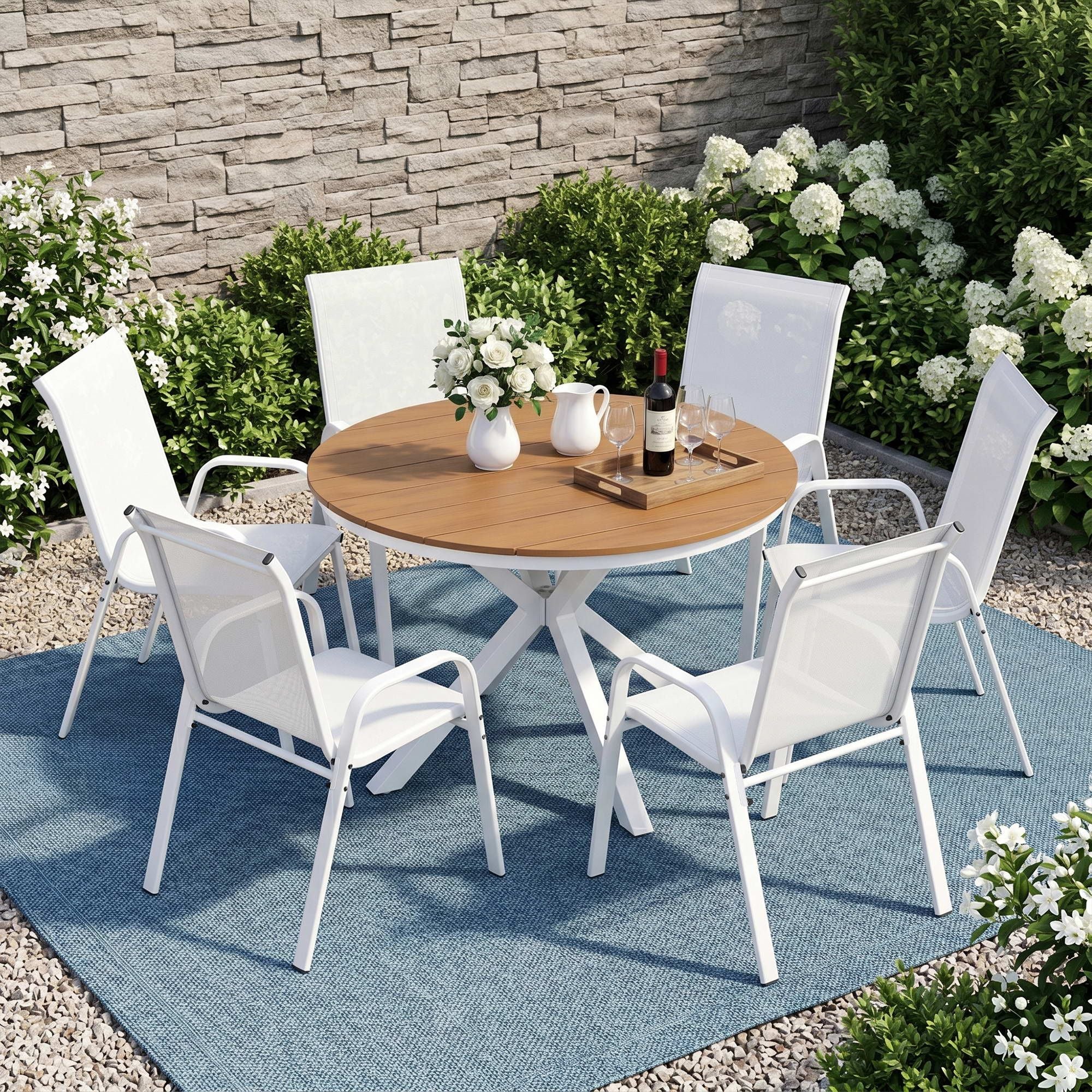Gardeon 7PCS Outdoor Dining Set Table and Chairs Patio Garden Furniture Steel