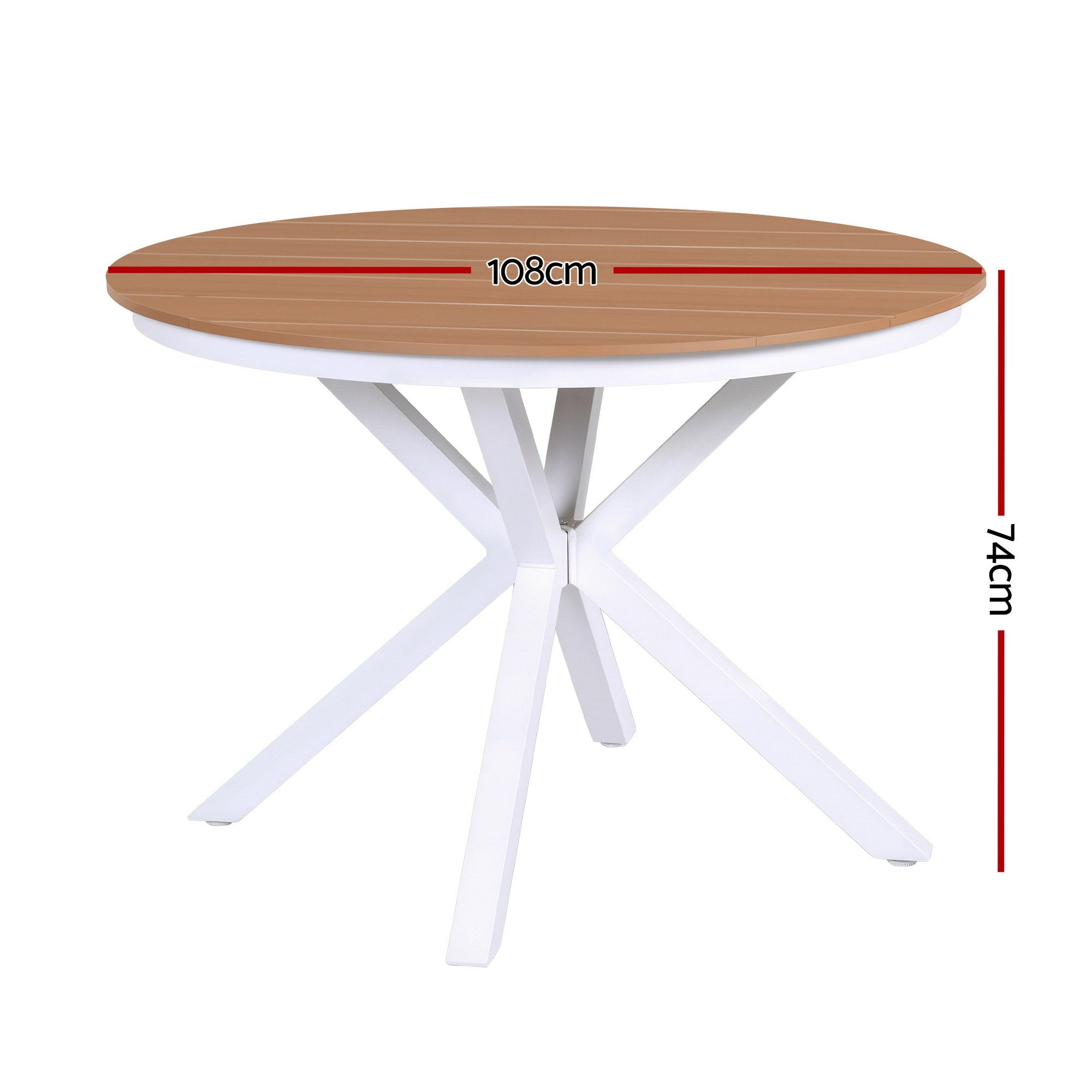 Side Tables: Gardeon Outdoor Dining Table 108CM Aluminum Frame WPC Top Desk Patio Furniture