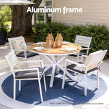 Side Tables: Gardeon Outdoor Dining Table 108CM Aluminum Frame WPC Top Desk Patio Furniture