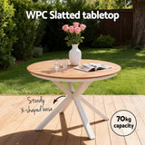 Side Tables: Gardeon Outdoor Dining Table 108CM Aluminum Frame WPC Top Desk Patio Furniture