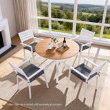 Side Tables: Gardeon Outdoor Dining Table 108CM Aluminum Frame WPC Top Desk Patio Furniture