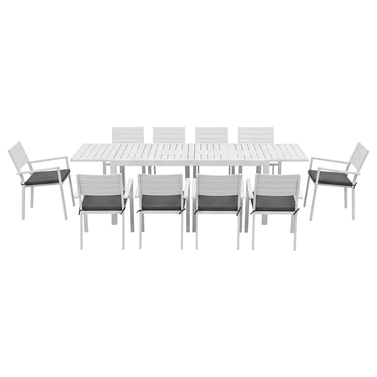 Gardeon Outdoor Dining Set 11PCS Aluminum Extendable Table, White