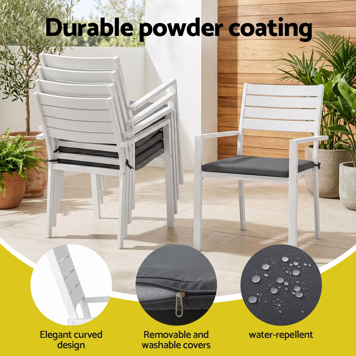 Gardeon Outdoor Dining Set 11PCS Aluminum Extendable Table, White