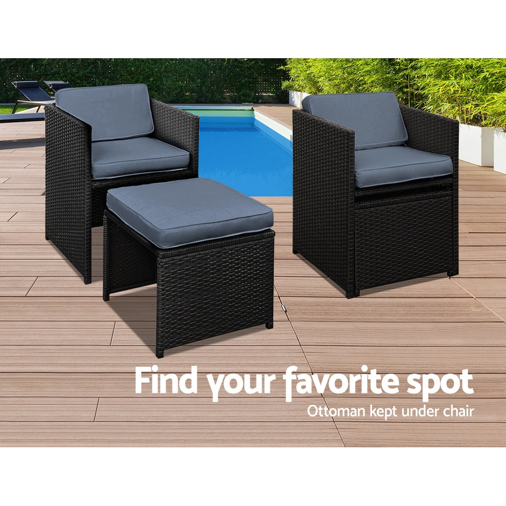 Outdoor Dining Sets: Gardeon Outdoor Dining Set 11 Piece Wicker Table Chairs Setting Black