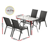 Gardeon 5PC Outdoor Dining Set Table and Chairs Patio Furniture Bistro Set Garden Black