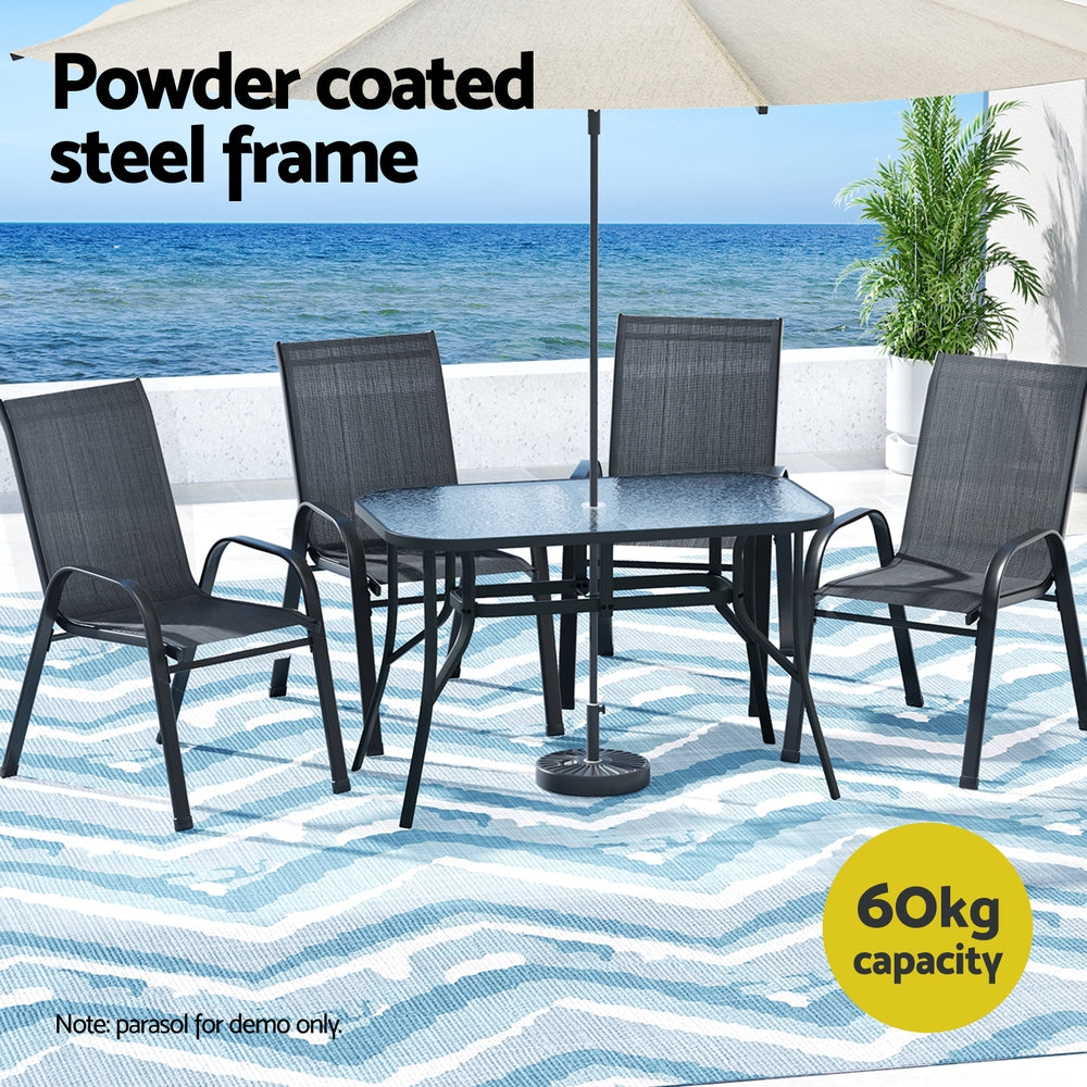 Outdoor Dining Sets: Gardeon 5PC Outdoor Dining Set Table and Chairs Patio Furniture Bistro Set Garden Black