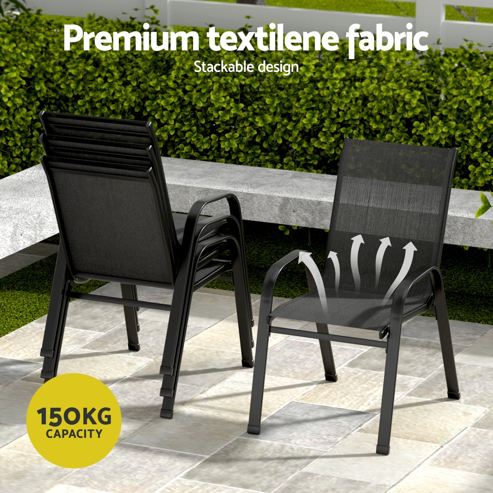 Outdoor Dining Sets: Gardeon 5PC Outdoor Dining Set Table and Chairs Patio Furniture Bistro Set Garden Black