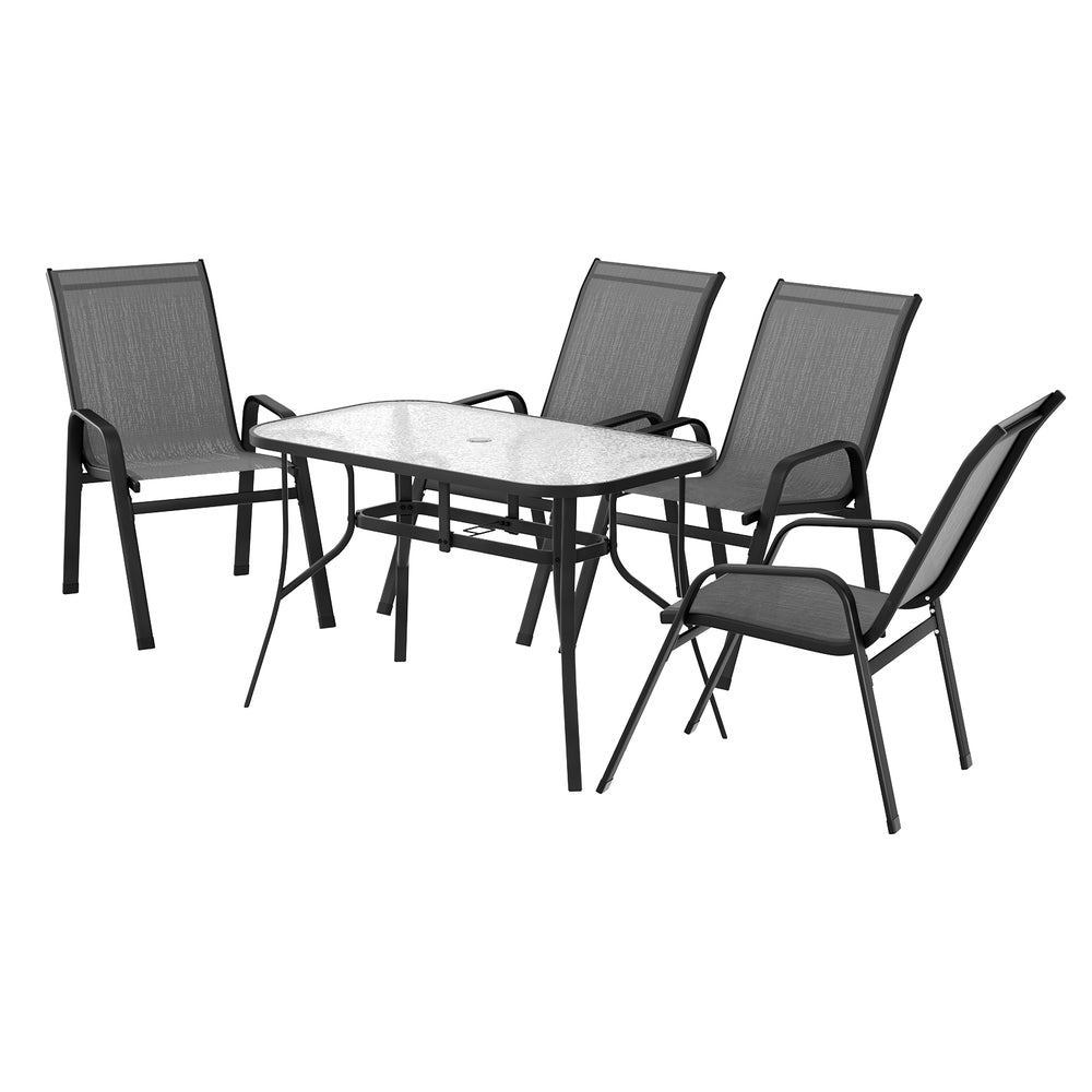 Outdoor Dining Sets: Gardeon 5PC Outdoor Dining Set Table and Chairs Patio Furniture Bistro Set Garden Grey