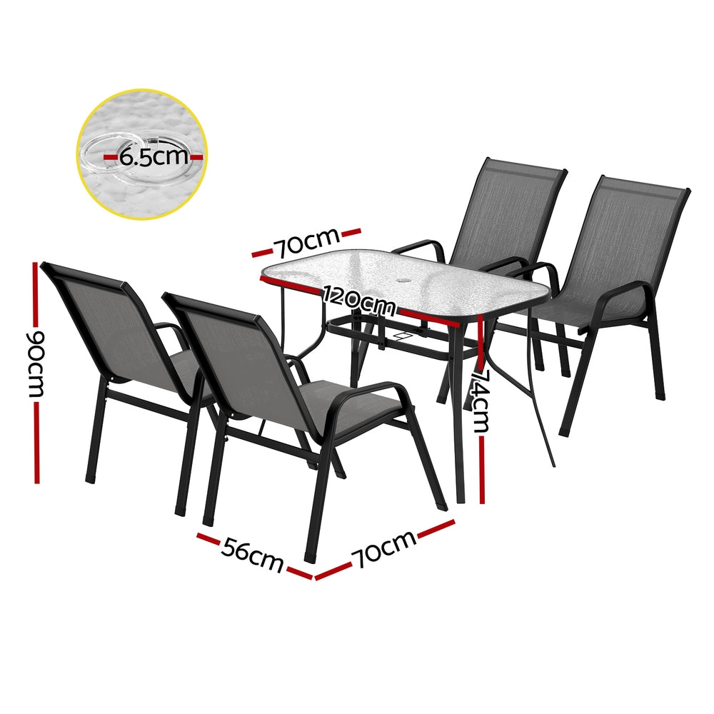 Outdoor Dining Sets: Gardeon 5PC Outdoor Dining Set Table and Chairs Patio Furniture Bistro Set Garden Grey