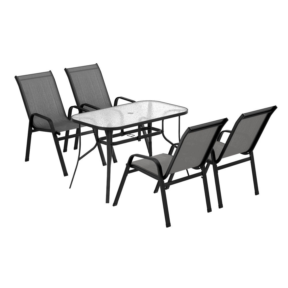 Outdoor Dining Sets: Gardeon 5PC Outdoor Dining Set Table and Chairs Patio Furniture Bistro Set Garden Grey