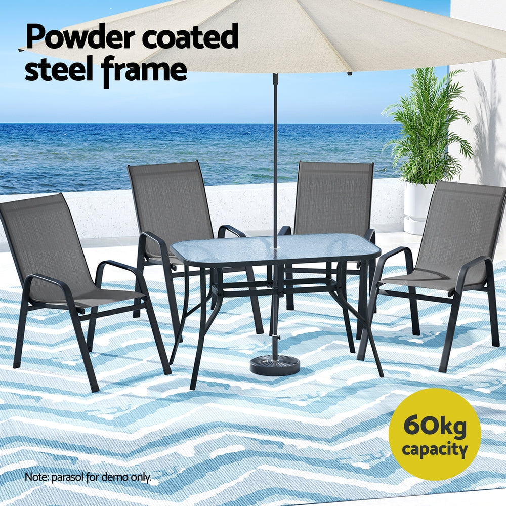 Outdoor Dining Sets: Gardeon 5PC Outdoor Dining Set Table and Chairs Patio Furniture Bistro Set Garden Grey