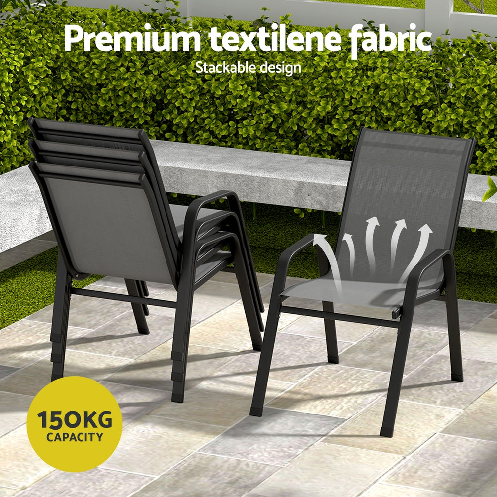Outdoor Dining Sets: Gardeon 5PC Outdoor Dining Set Table and Chairs Patio Furniture Bistro Set Garden Grey