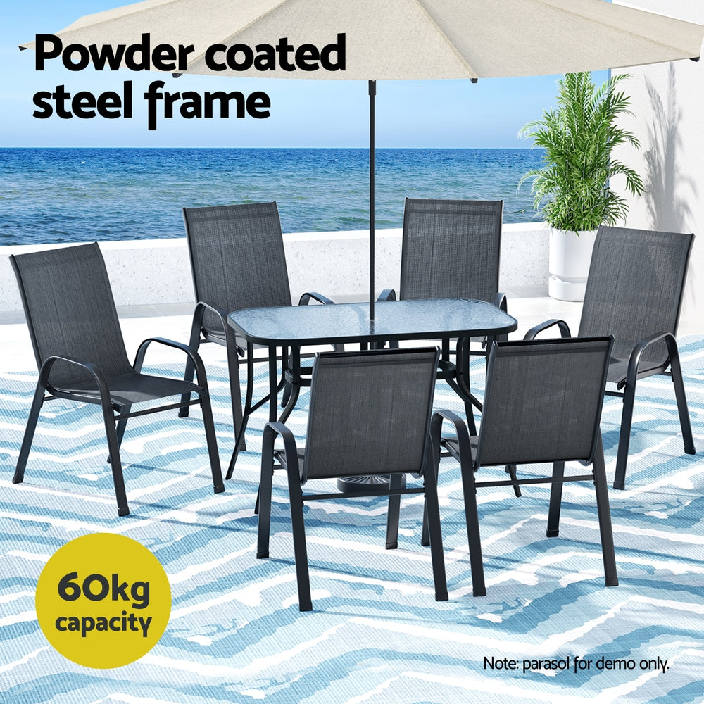 Outdoor Dining Sets: Gardeon 7PC Outdoor Dining Set Table and Chairs Patio Furniture Garden Bistro Set Black